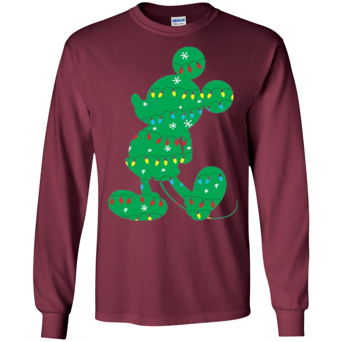 Christmas T-shirt Disney Mickey Mouse Fairy Lights Maroon