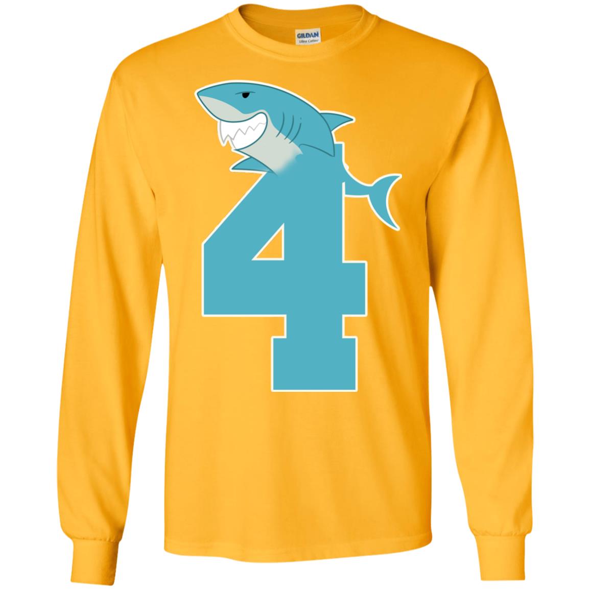 4th Birthday Shark Party Shirt Gold
