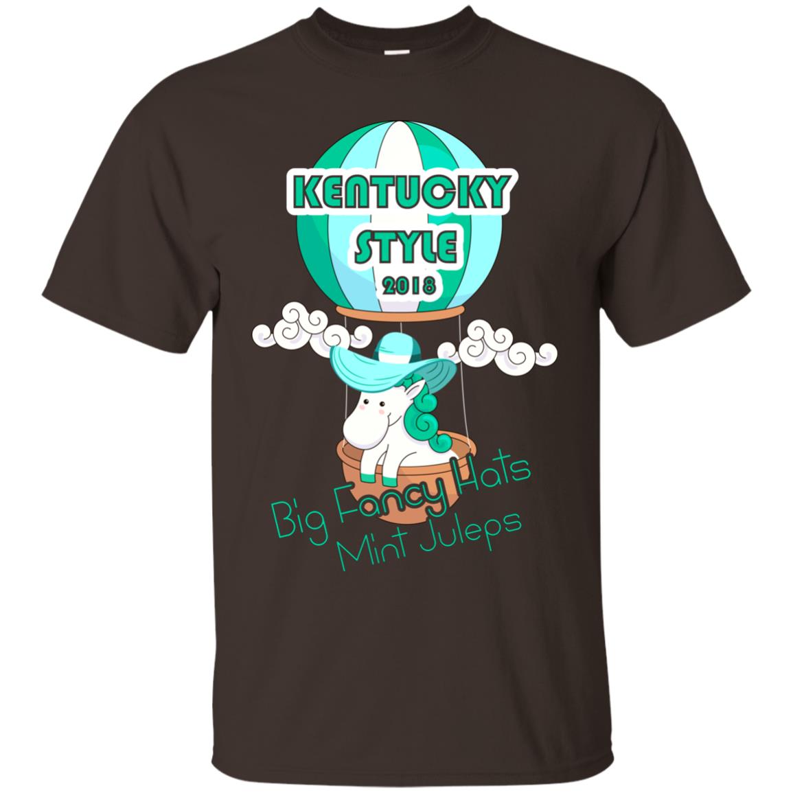 Kentucky Style 2018 Big Fancy Hats Mint Juleps Horse Racing Shirt Dark Chocolate