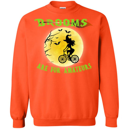 Brooms Are For Amateurs Witches Ride A Bicycle Funny Halloween Shirt Orange