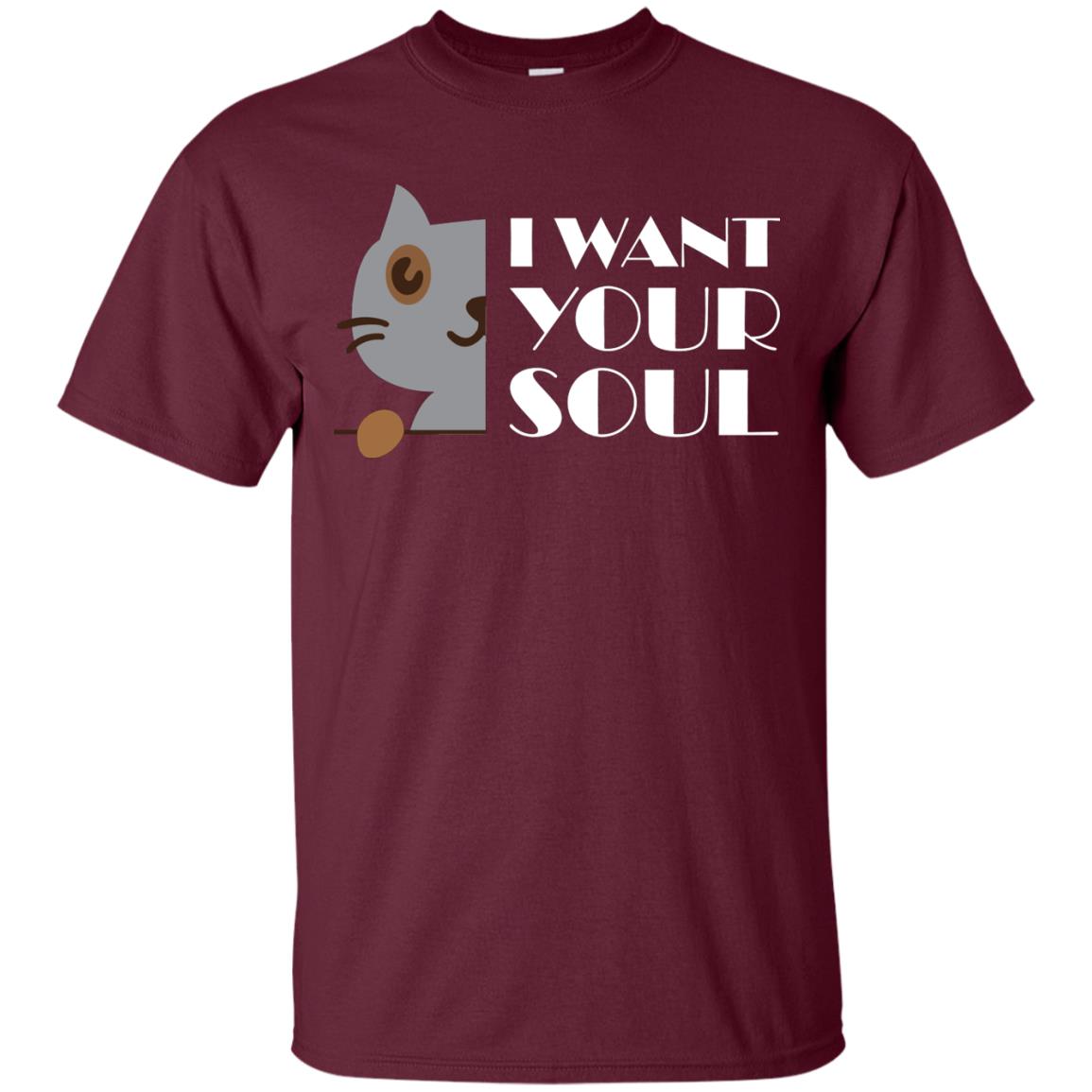 I Want Your Soul Cat Shirt Maroon