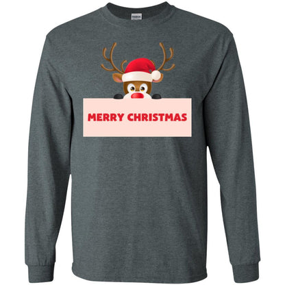 Christmas T-shirt Reindeer Merry Christmas T-shirt Dark Heather