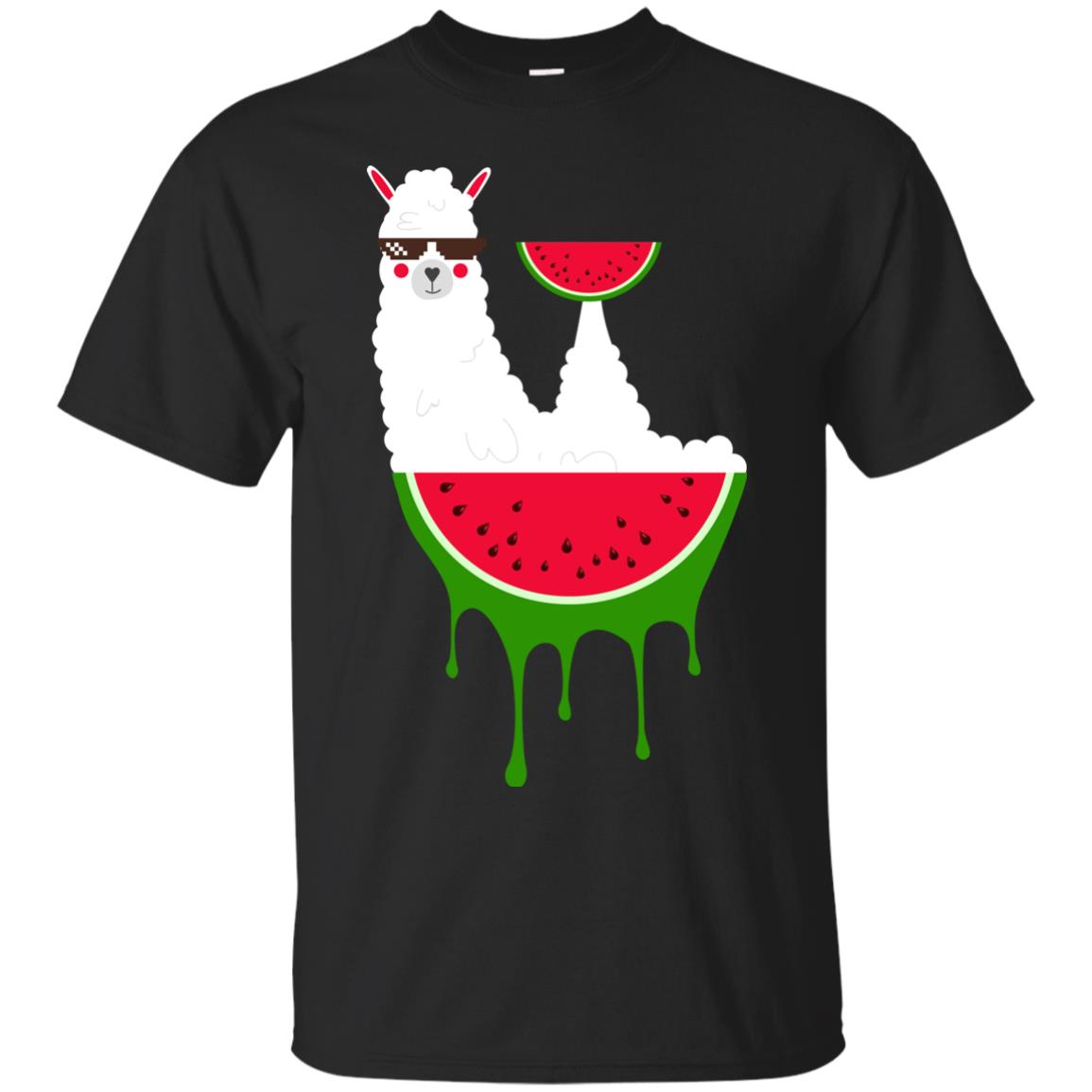Watermelon Llama Funny Summer Melon Fruit Shirt Black