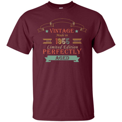 Vintage Made In Old 1955 Original Limited Edition Perfectly Aged 63th Birthday T-shirt Maroon