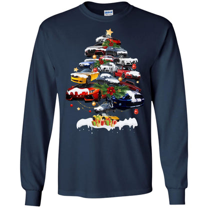 Cars Christmas Tree X-mas Gift Shirt For Mens Or Womens Navy