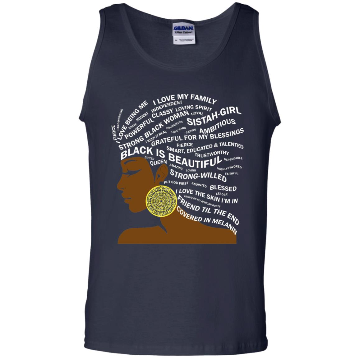 Black Is Beautiful Black History Month Word Art T-shirt Navy