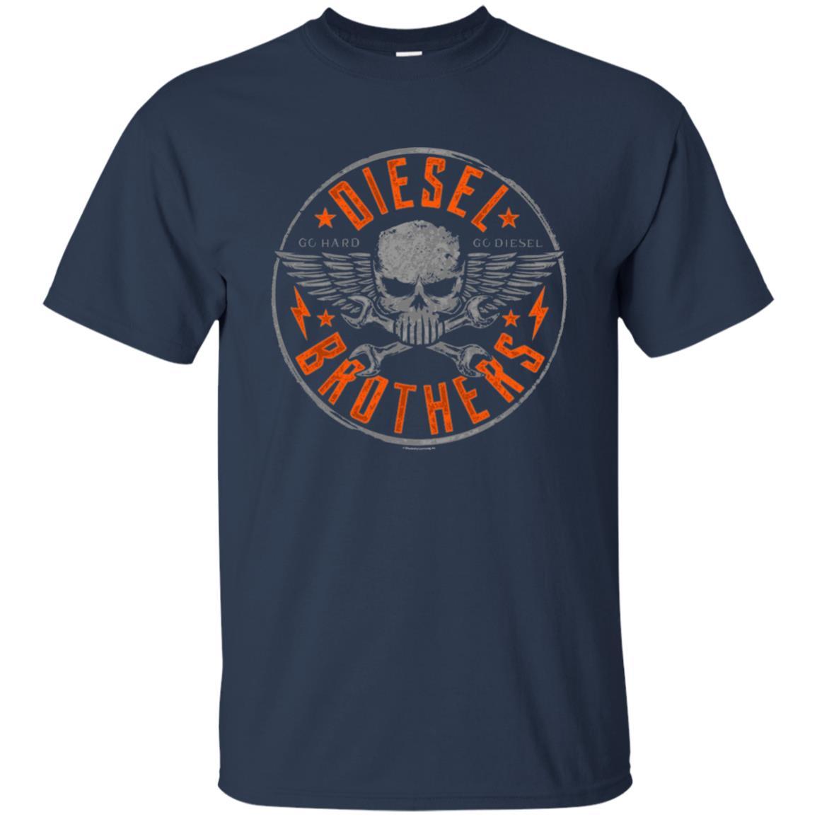 Skull Cross Wrench T-Shirt Diesel Brothers Go Hard Go Diesel Navy