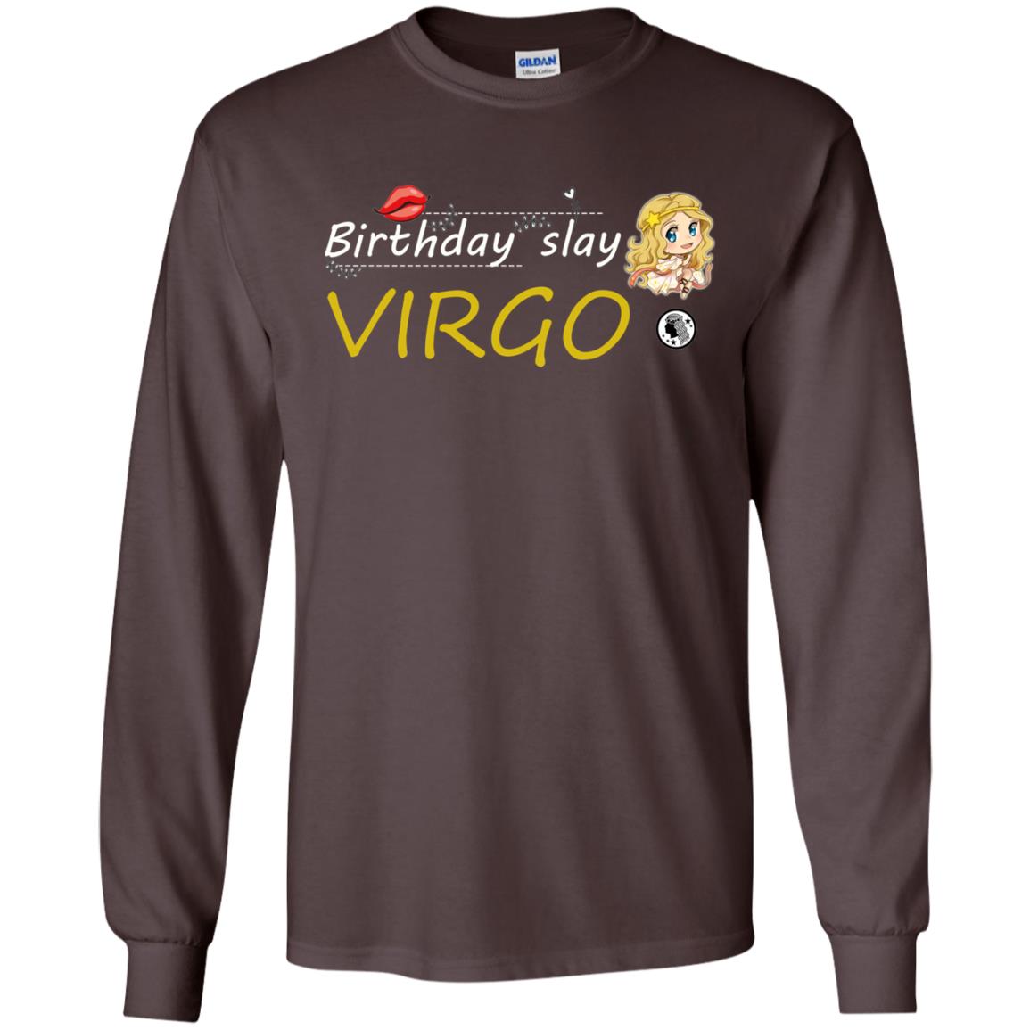 Cute Virgo Girl Birthday Lip Slay T-shirt Dark Chocolate