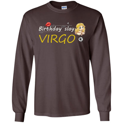 Cute Virgo Girl Birthday Lip Slay T-shirt Dark Chocolate
