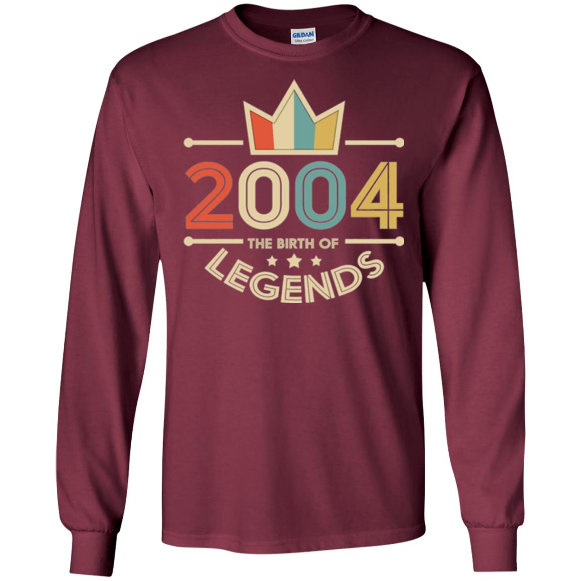 Brithday T-shirt Vintage 2004 The Birth Of Legends Maroon