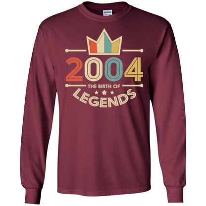 Brithday T-shirt Vintage 2004 The Birth Of Legends Maroon