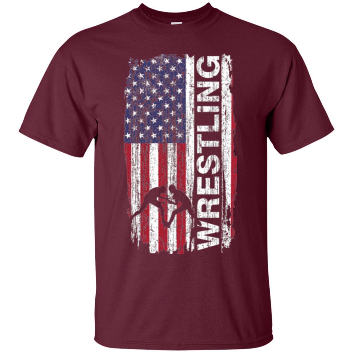 Usa Flag Wrestling T-shirt Maroon