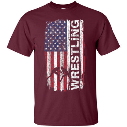 Usa Flag Wrestling T-shirt Maroon