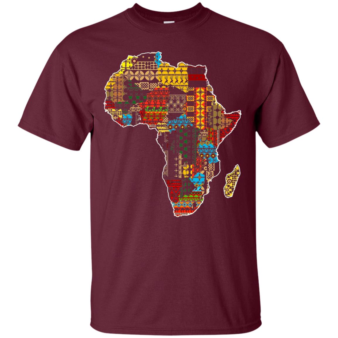 African Pride Traditional Ethnic Pattern Africa Map Shirt Maroon