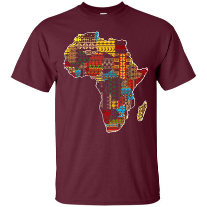 African Pride Traditional Ethnic Pattern Africa Map Shirt Maroon