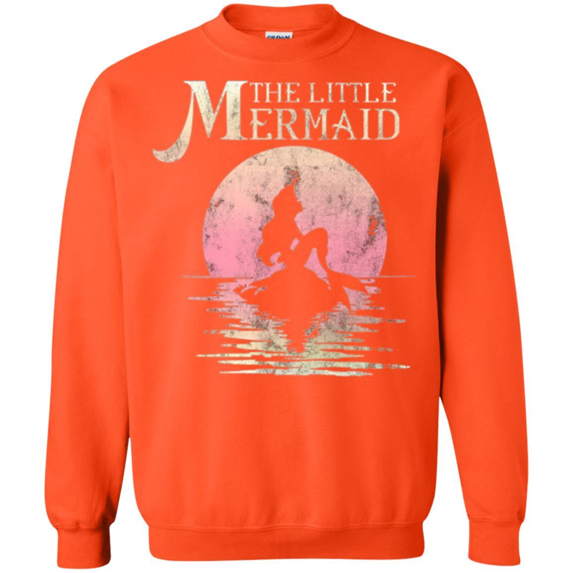 Cartoon T-shirt The Little Mermaid Ariel Rock Moon Silhouette Orange