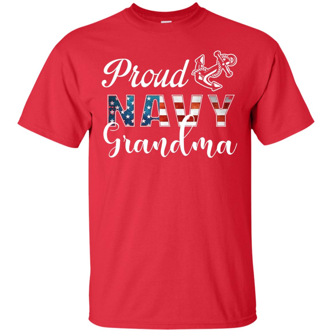 Proud Navy Grandma Military Mama Shirt Red