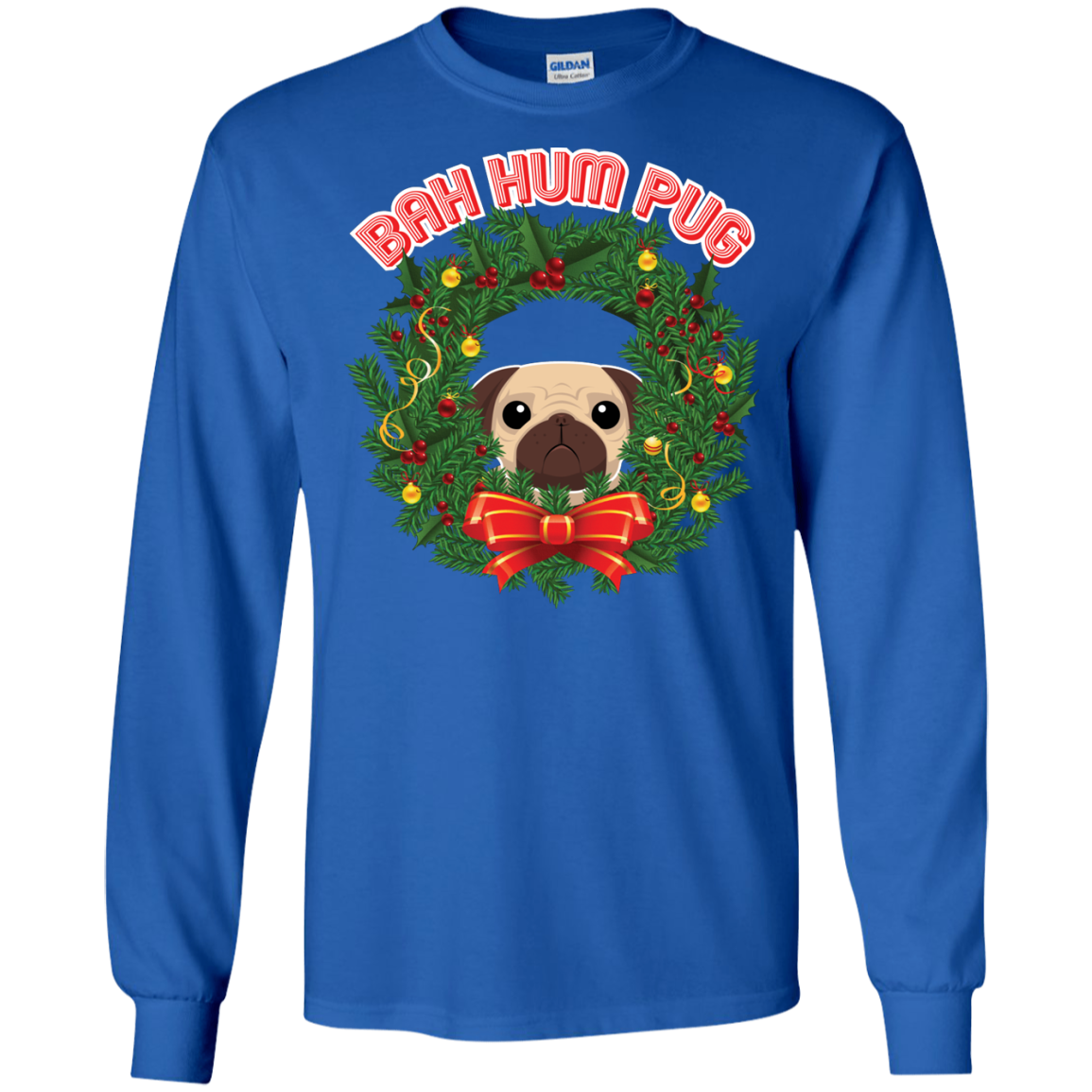 Christmas T-Shirt Bah Hum Pug Royal