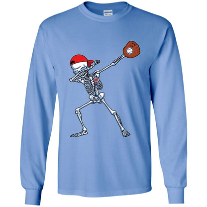 Dabbing Skeleton Baseball Lover T-shirt Carolina Blue