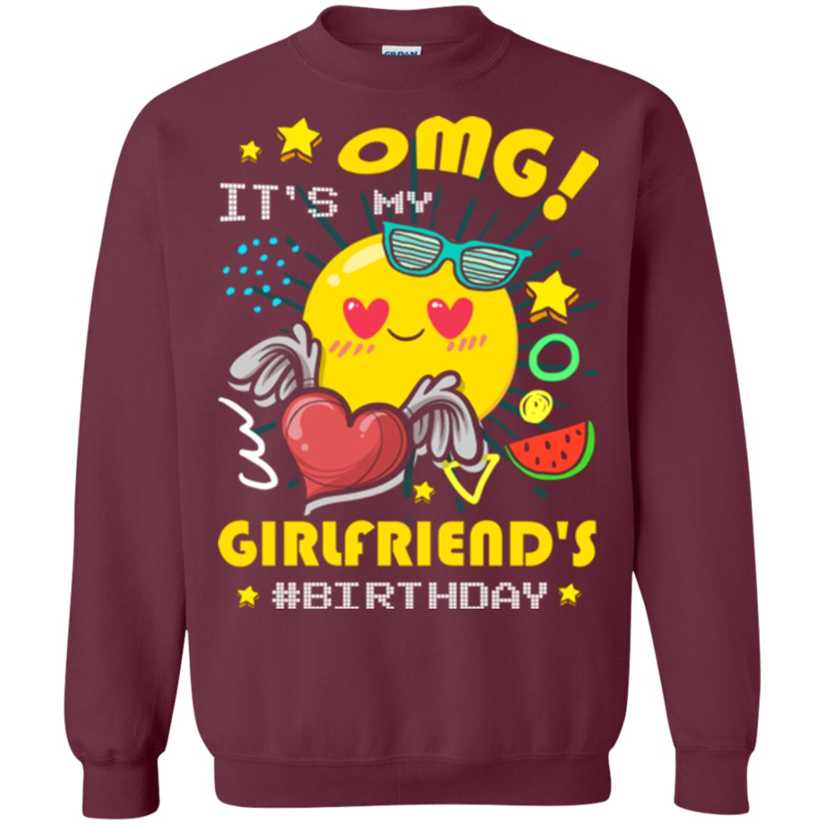 Boyfriend T-shirt Omg It's My Girlfriend's #birthday Maroon