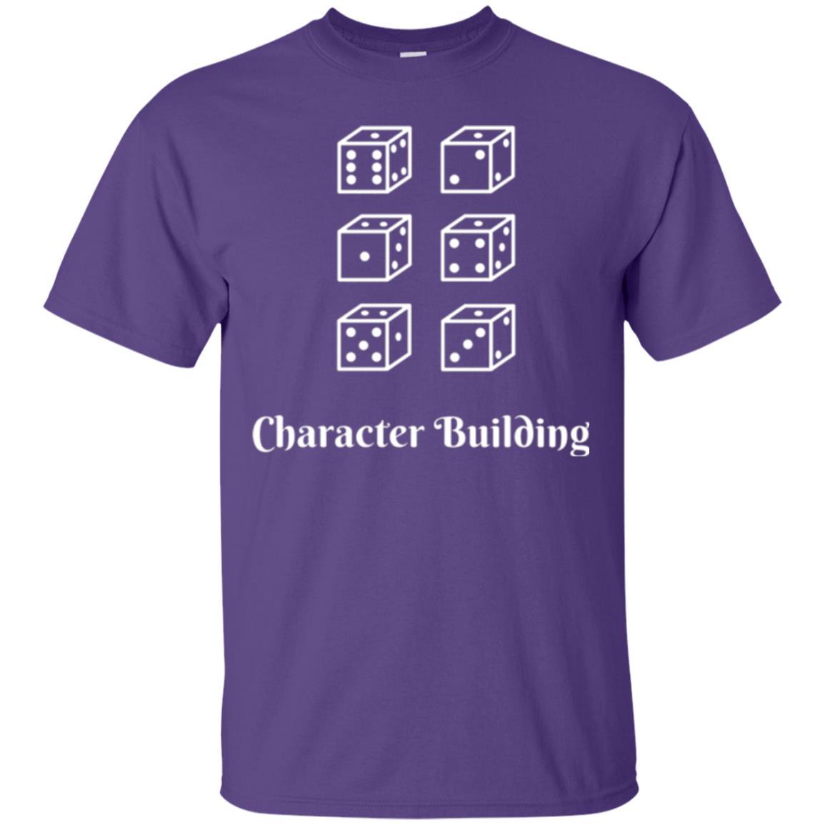 Gamer T-shirt Character Building Rolling Dice Purple