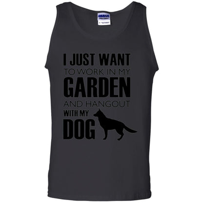 Dog Lovers T-shirt I Just Work In My Garden And Hangout With My Dog Black