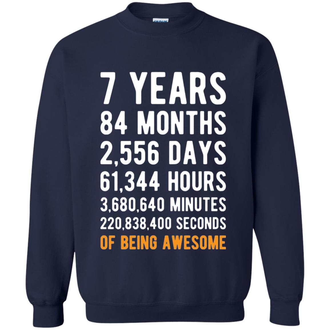 7th Birthday Shirt 7 Years Old Being Awesome Navy