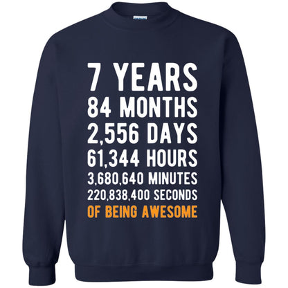 7th Birthday Shirt 7 Years Old Being Awesome Navy