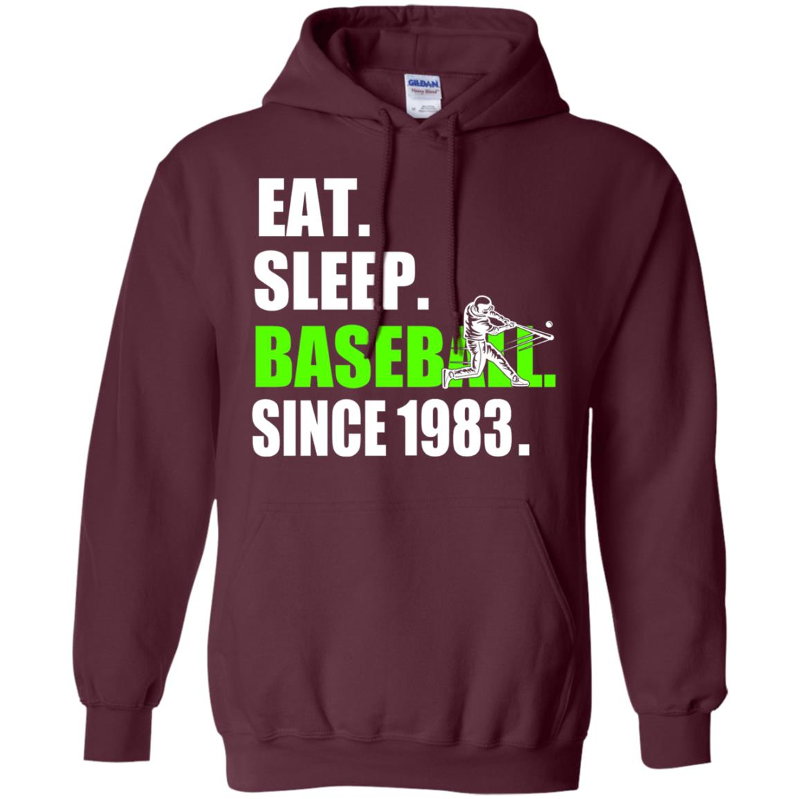 Eat Sleep Baseball Since 1983 35th Birthday Shirt Maroon