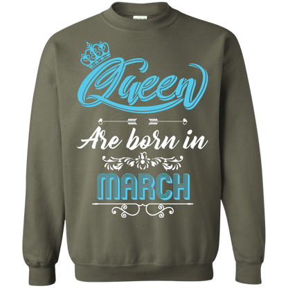 Brithday T-Shirt Queen Are Born In March Military Green