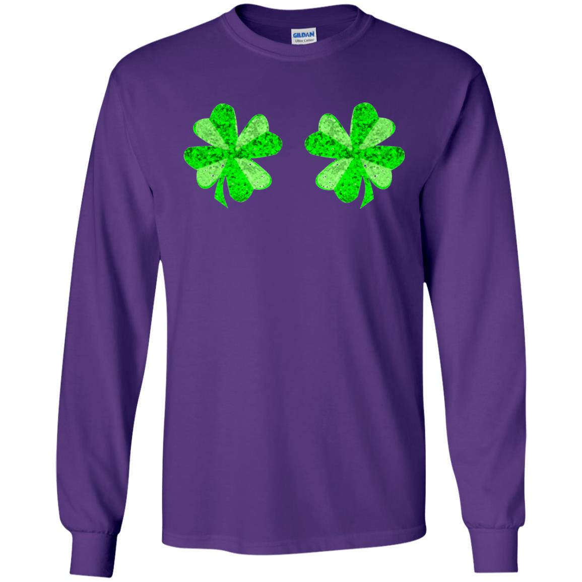 Funny Shamrock Boobs St Patricks Day T-shirt Purple