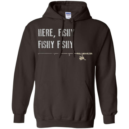 Fishing Lover T-shirt Here Fishy Fishy Dark Chocolate