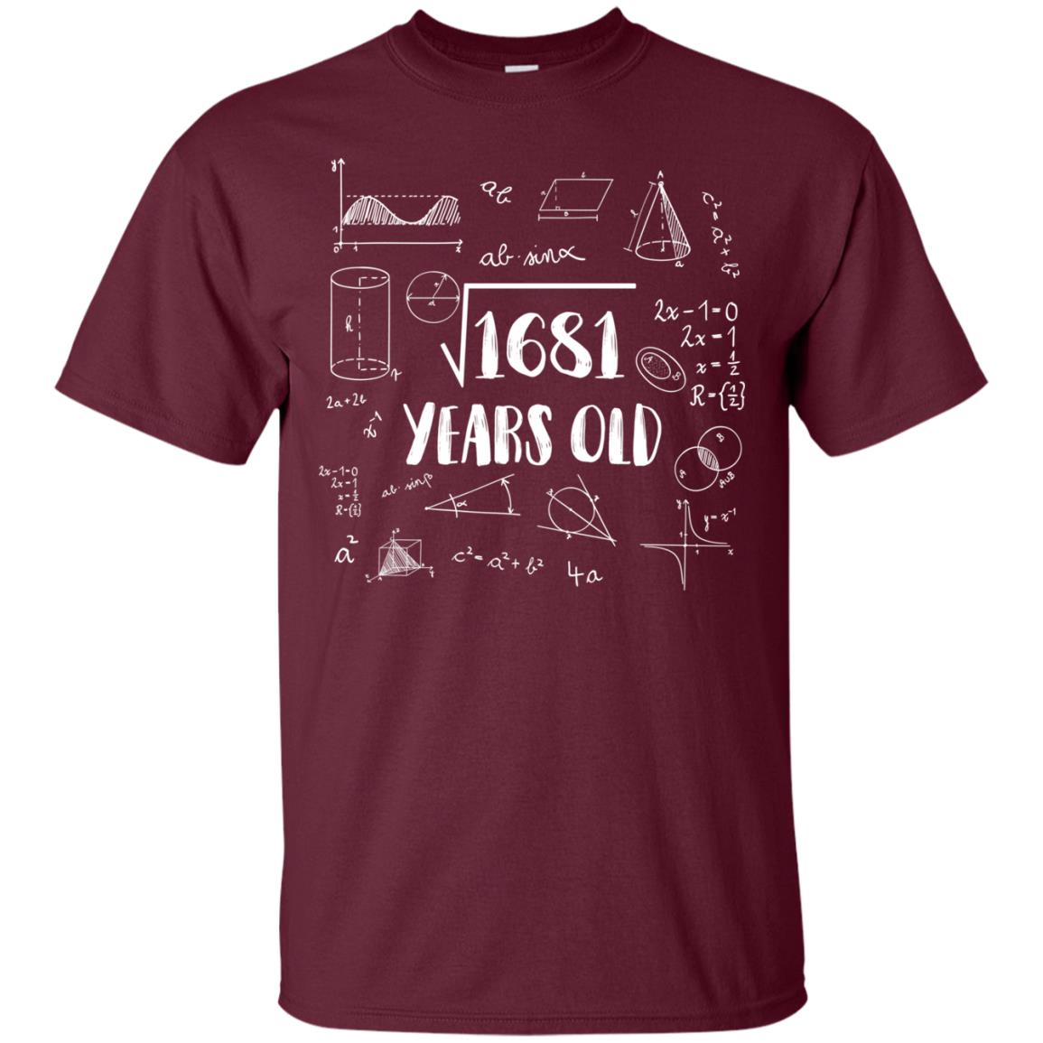 Square Root Of 1681 41st Birthday 41 Years Old Math T-shirt Maroon