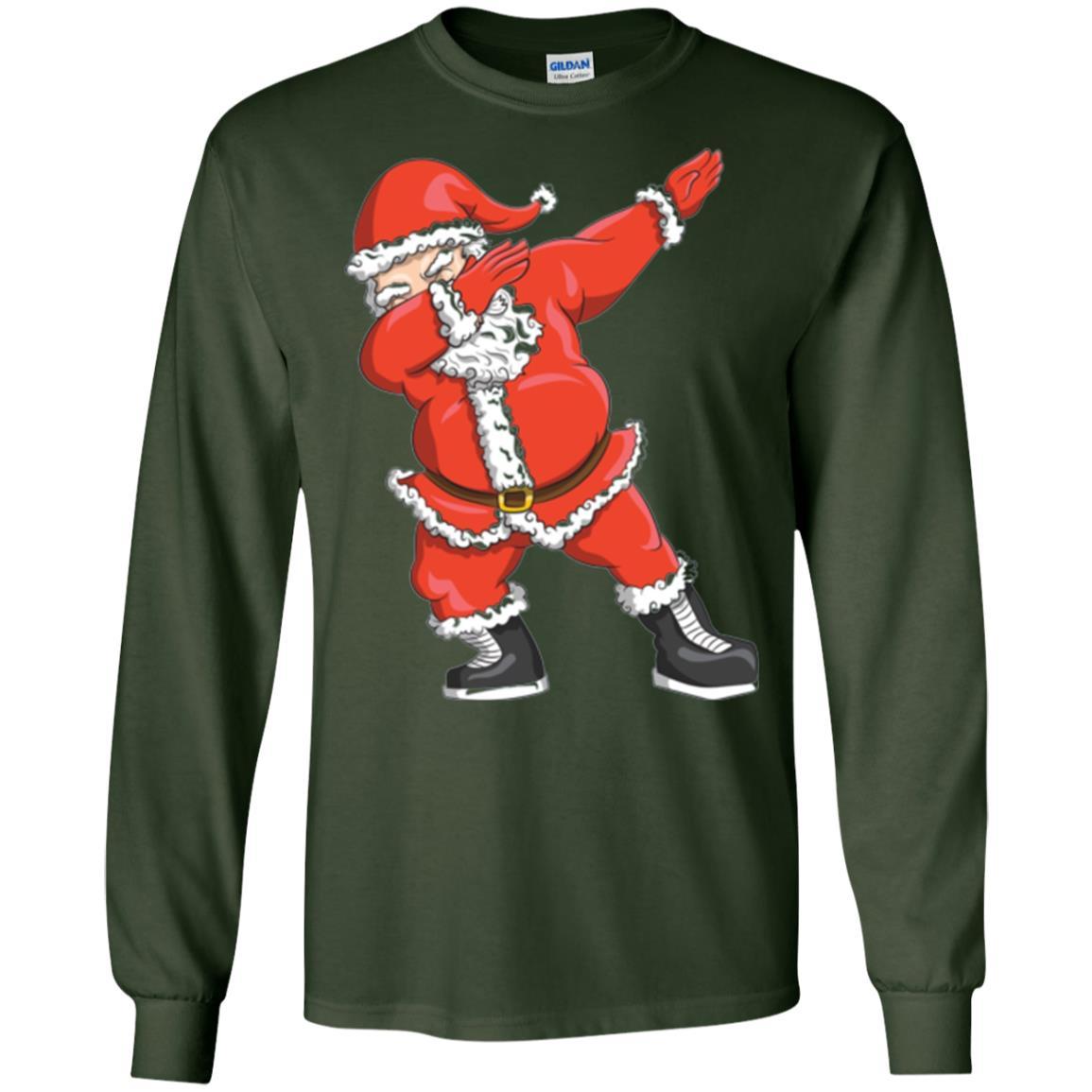 Funny Christmas T-shirt Dabbing Santa Claus Forest Green