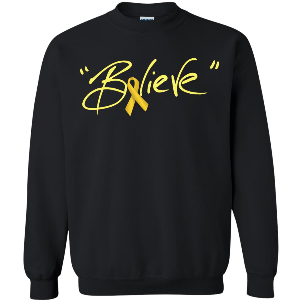 Childhood Cancer Awareness Shirt Gold Ribbon Believe Black