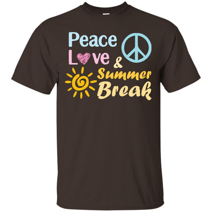 Peace Love And Summer Break Shirt For Summer Vacation 2018 Dark Chocolate