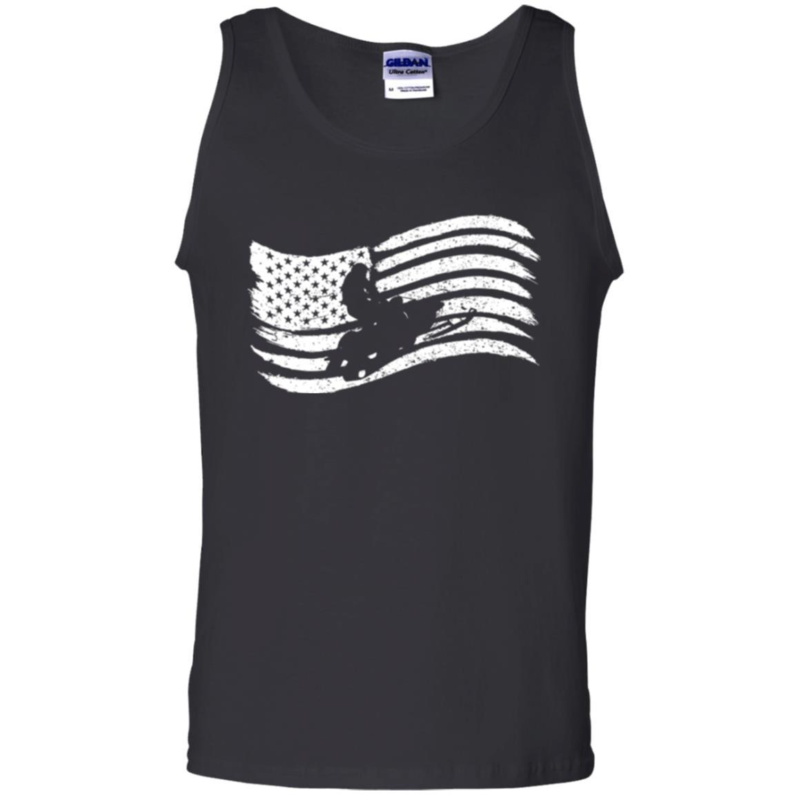 Snowmobile Rider T-shirt American Flag Black