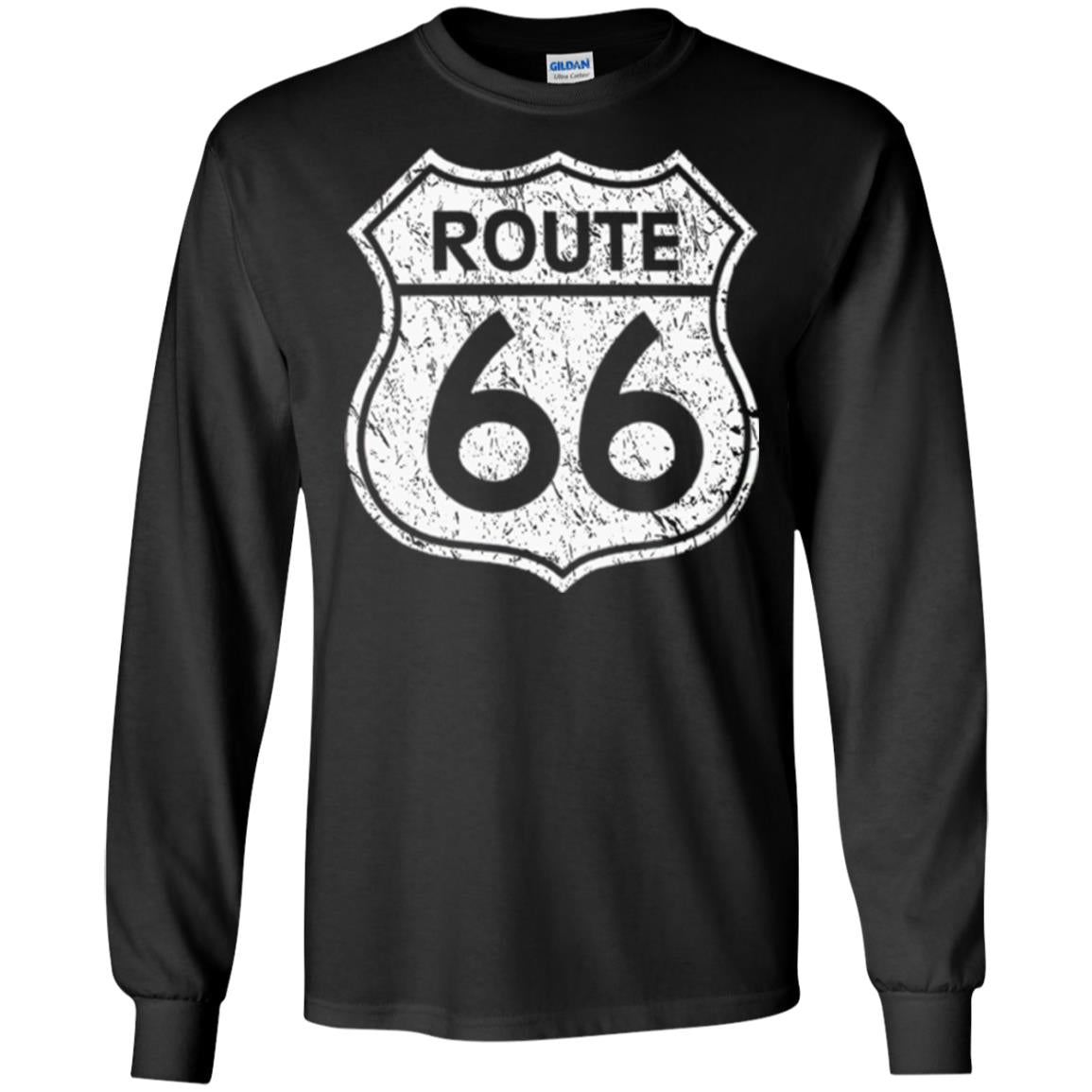 Historical Route 66 Distressed Vintage Look T-shirt Black