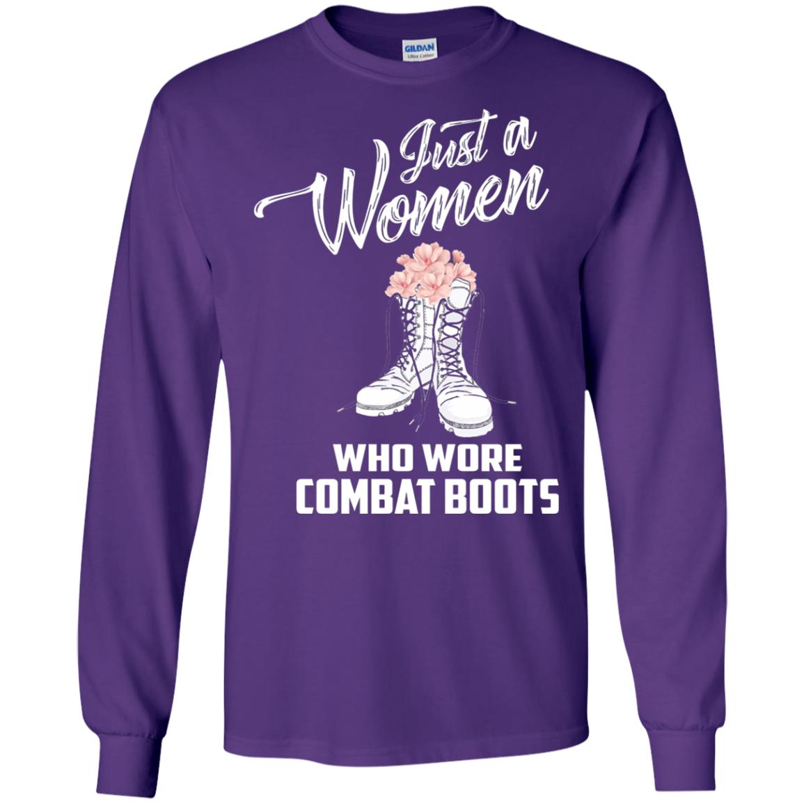 Just A Woman Who Wore Combat Boots Female Veteran T-shirt Purple