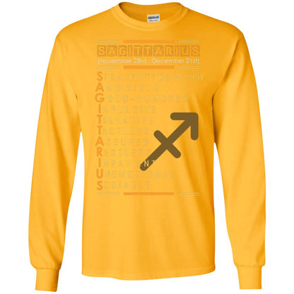 Sagittarius Birthday Shirt Straightforward Ambitious Good Humored Impulsive Talkative Gold