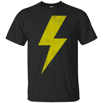 Retro Distressed Yellow Lighting Bolt T Shirt Black