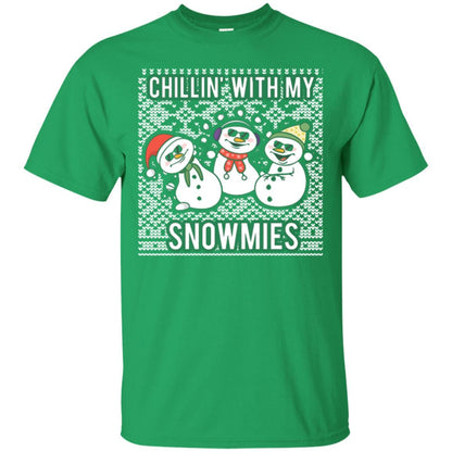 Christmas T-shirt Chillin' With My Snowmies Irish Green