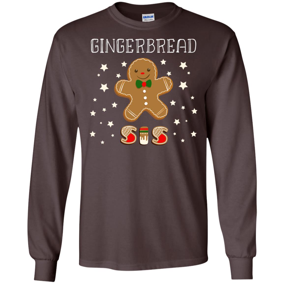 Gingerbread Sister X-mas Gift Family Shirt For Girls Dark Chocolate