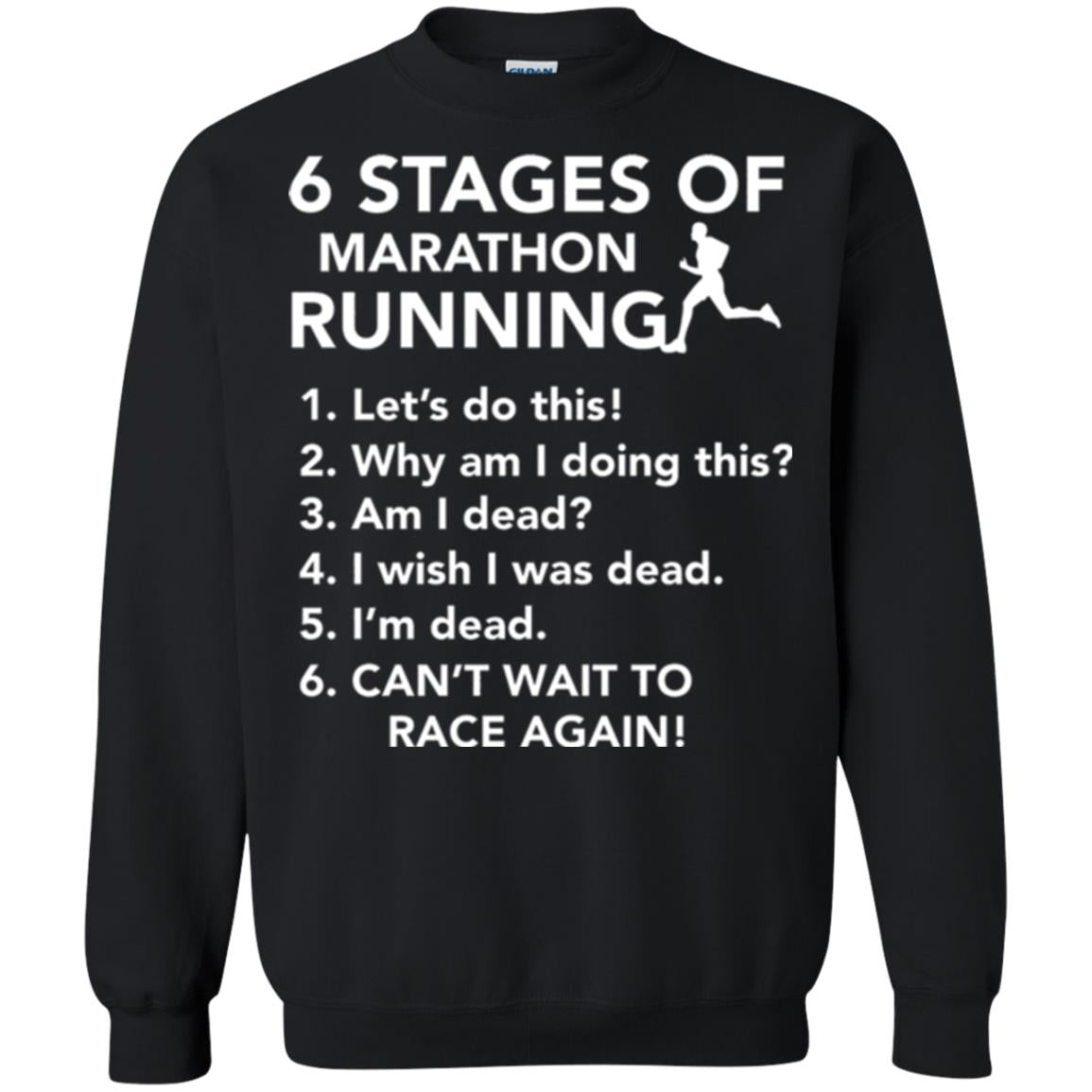 Runner T-shirt 6 Stages Of Marathon Running Black