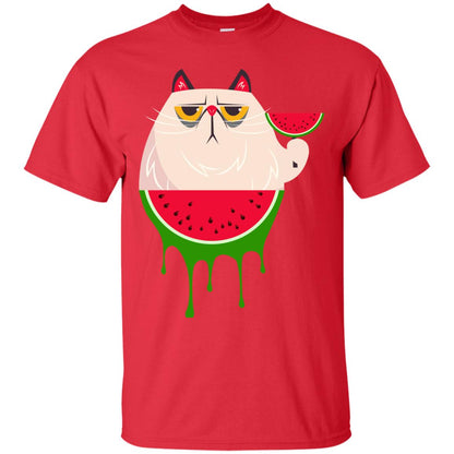 Watermelon Cat Funny Summer Melon Fruit Shirt Red