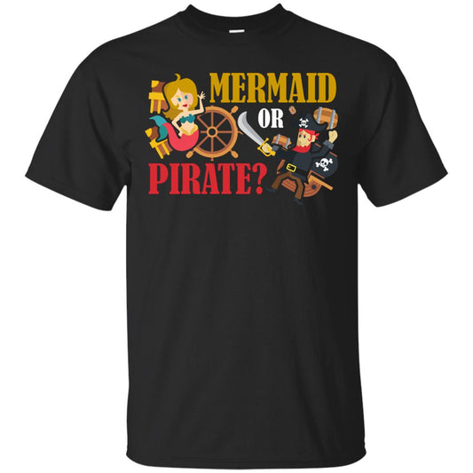 Mermaid Or Pirate Gift Shirt For Boys And Girls Black