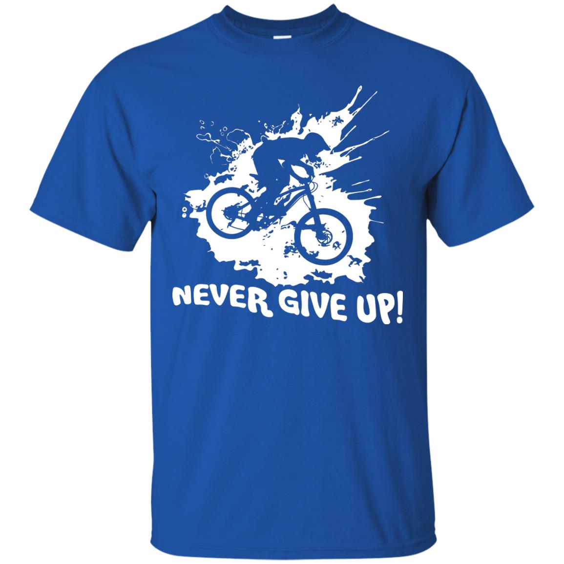 Biker T-shirt Never Give Up Royal