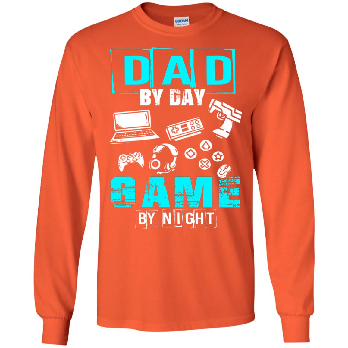 Dad By Day Gamer By Night Gamer T-shirt Orange