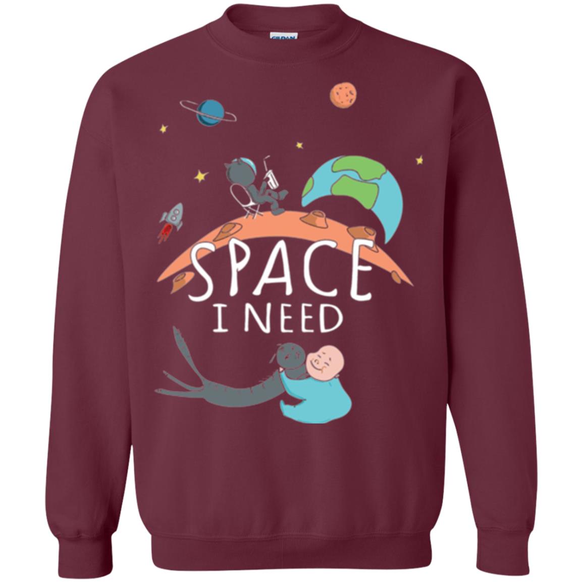 Funny Astronaut Universe Pun T-shirt I Need Space Maroon