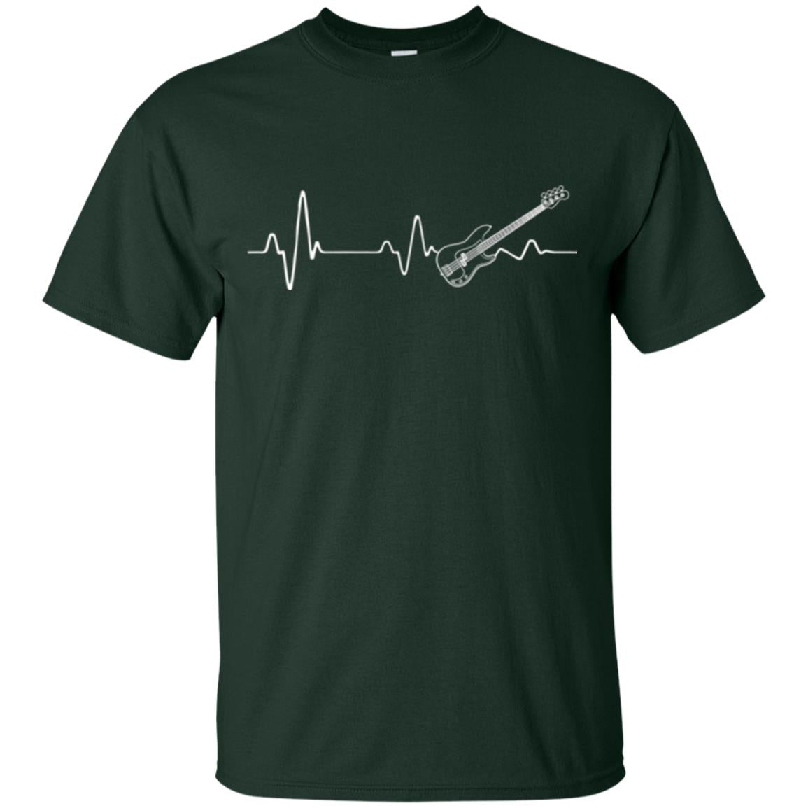 Bass Guitar Lovers T-shirt Heartbeat Forest